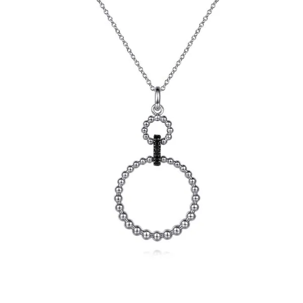 Sterling Silver Black Spinel Bujukan Link Drop Necklace Gray's Jewelers Bespoke Saint James, NY