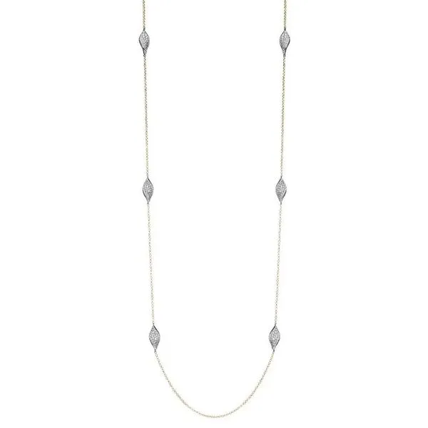 Sterling Silver Gold Plated Rolo Chain with Cubic Zirconia Twist Marquise Stations Gray's Jewelers Bespoke Saint James, NY