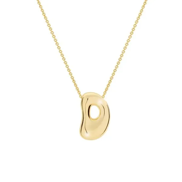 14K Yellow Gold Over Plated Brass Bubble Initial D Necklace Gray's Jewelers Bespoke Saint James, NY