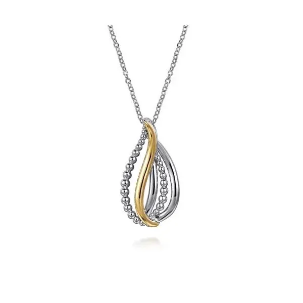 Sterling Silver and 14K Yellow Gold Bujukan Multiple Row Teardrop Pendant Necklace Gray's Jewelers Bespoke Saint James, NY