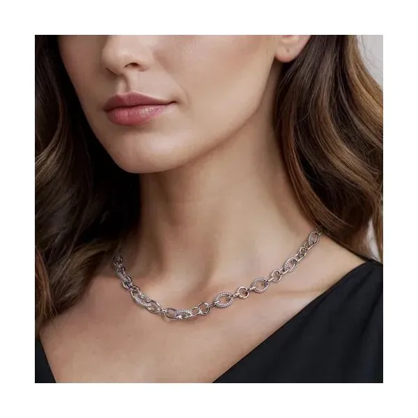 Sterling Silver Bujukan Link Chain Necklace Image 3 Gray's Jewelers Bespoke Saint James, NY