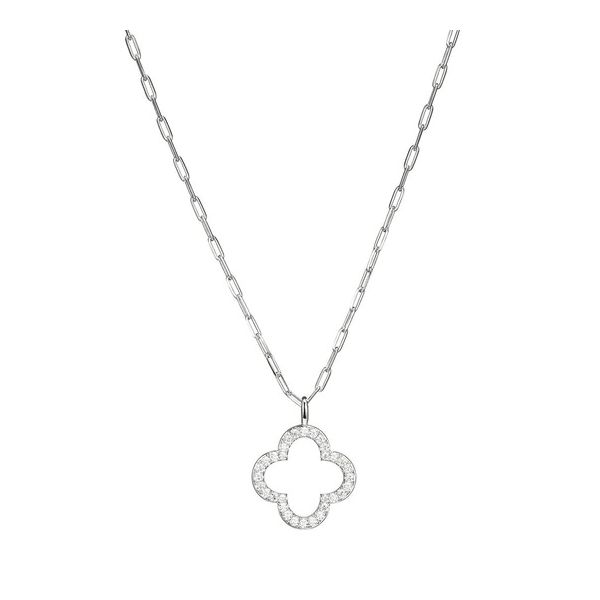 Sterling Silver Necklace with Cubic Zirconia Pendant Gray's Jewelers Bespoke Saint James, NY