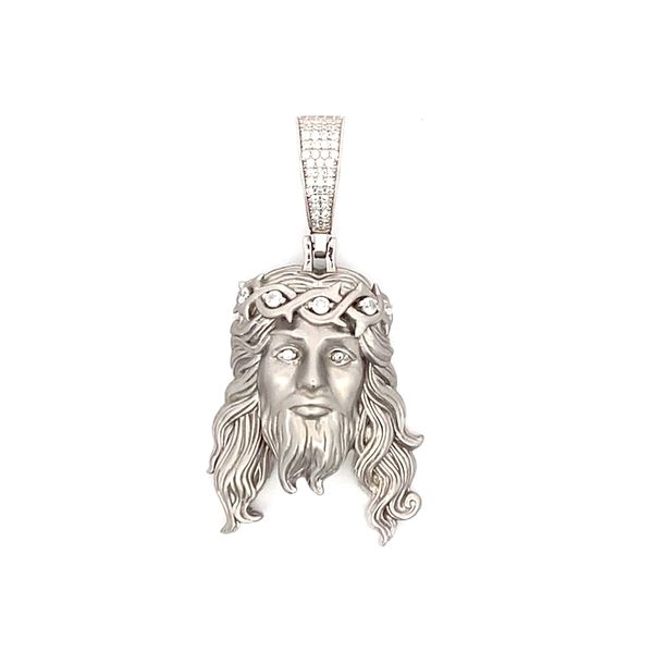 Sterling Silver Christ Head with Cubic Zirconia Charm Gray's Jewelers Bespoke Saint James, NY