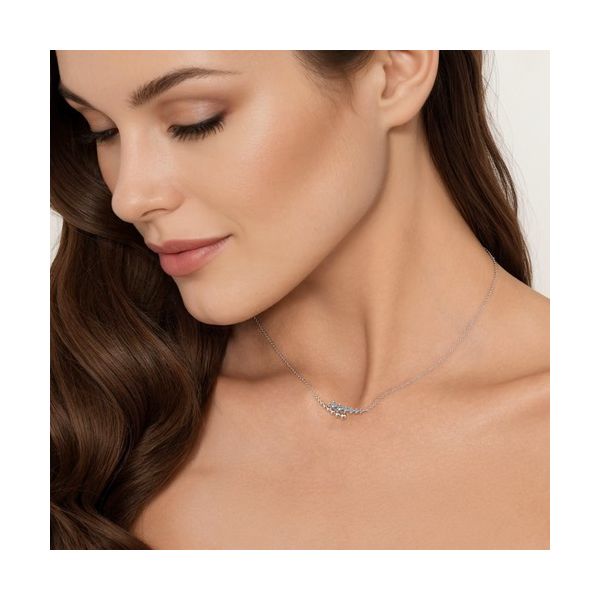 Sterling Silver Bujukan and Blue Topaz Bypass Bar Necklace Image 2 Gray's Jewelers Bespoke Saint James, NY