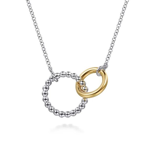 14K Yellow Gold and Sterling Silver Bujukan Interlocking Pendant Necklace Gray's Jewelers Bespoke Saint James, NY
