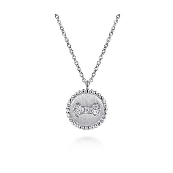 Sterling Silver Diamond Bujukan Bone Medallion Pendant Necklace Gray's Jewelers Bespoke Saint James, NY