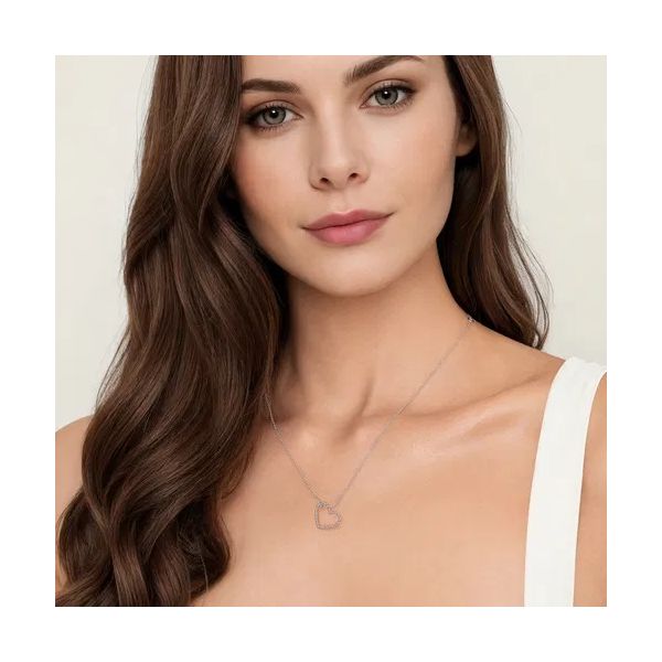 Sterling Silver Bujukan Heart with Diamond Necklace Image 2 Gray's Jewelers Bespoke Saint James, NY