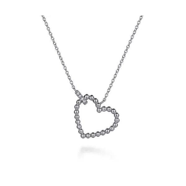 Sterling Silver Bujukan Heart with Diamond Necklace Gray's Jewelers Bespoke Saint James, NY
