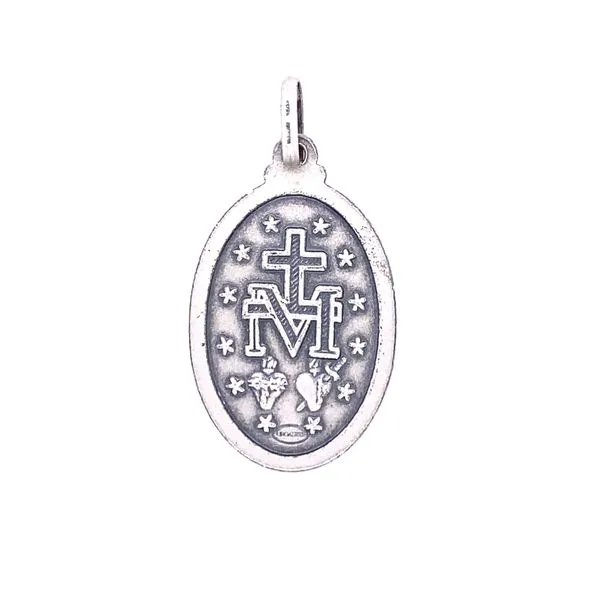 Sterling Silver Mens Oval Miraculous Medal Image 2 Gray's Jewelers Bespoke Saint James, NY
