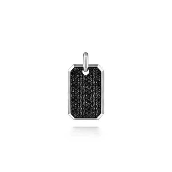 925 Sterling Silver Mens Black Spinel Dog Tag Pendant Gray's Jewelers Bespoke Saint James, NY