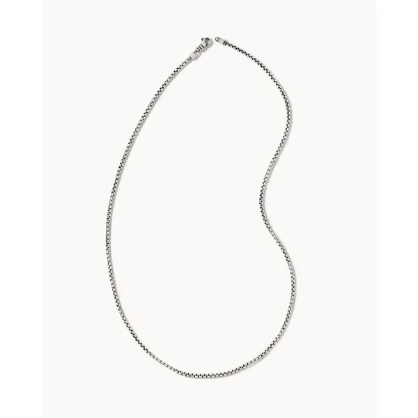 Beck Thin Round Box Chain Necklace Oxidized Sterling Silver Gray's Jewelers Bespoke Saint James, NY