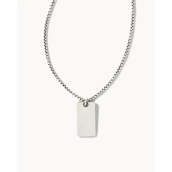 Mens Dog Tag Necklace Oxidized Sterling Silver Gray's Jewelers Bespoke Saint James, NY