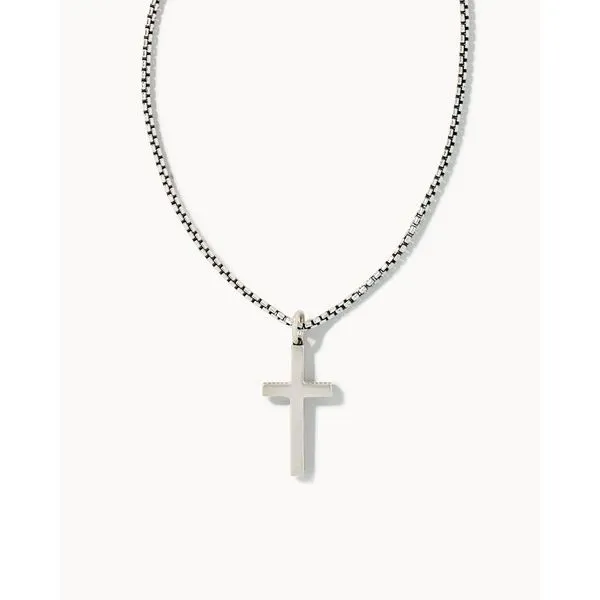 Mens Cross Necklace Oxidized Sterling Silver Gray's Jewelers Bespoke Saint James, NY