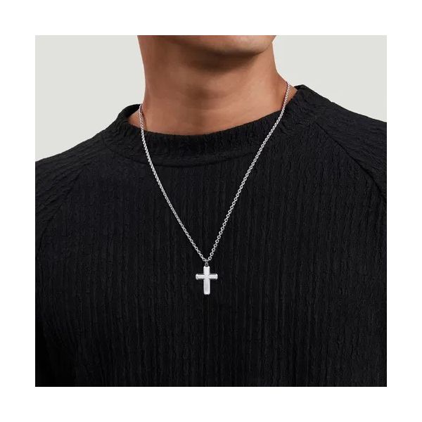 Men's Sterling Silver Cross Pendant Image 3 Gray's Jewelers Bespoke Saint James, NY