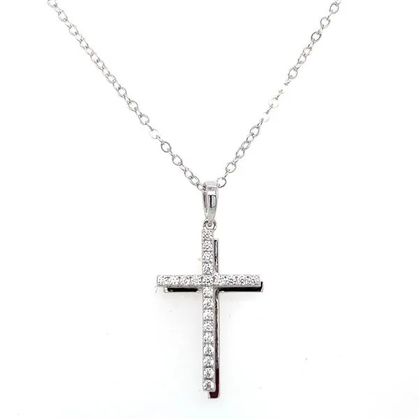 Grace Contemporary Cross Pendant Necklace in Sterling Silver Gray's Jewelers Bespoke Saint James, NY