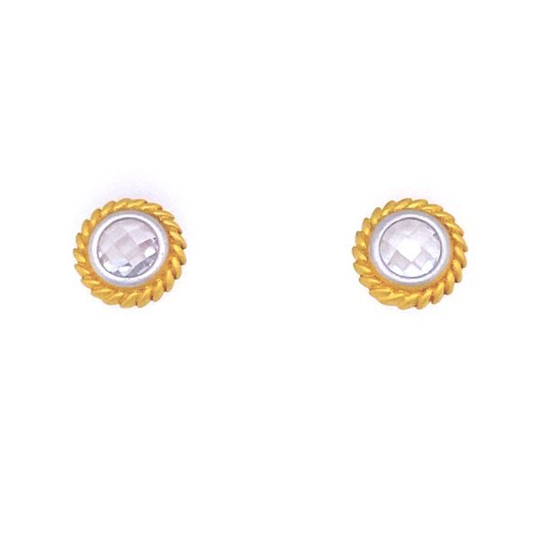 Sterling Silver Yellow Gold Plated  LOVE Stud Earring Gray's Jewelers Bespoke Saint James, NY