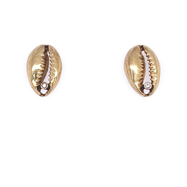 Sterling Silver Gold Plated Shell Stud Earrings Gray's Jewelers Bespoke Saint James, NY