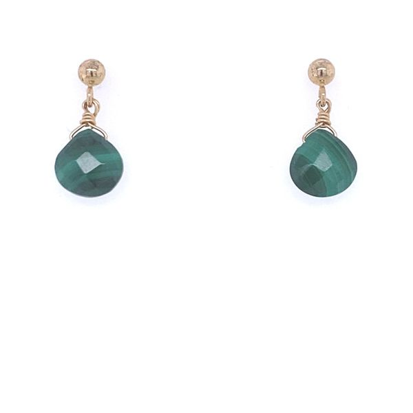 Sterling Silver Gold Plated Malachite Drop Earrings Gray's Jewelers Bespoke Saint James, NY