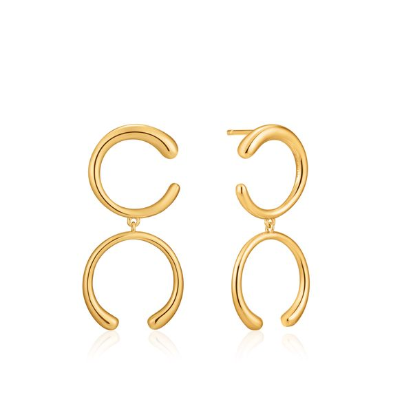 Gold Luxe Double Curve Earrings Gray's Jewelers Bespoke Saint James, NY