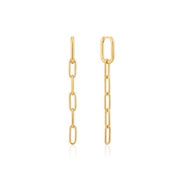 Gold Cable Link Drop Earrings Gray's Jewelers Bespoke Saint James, NY