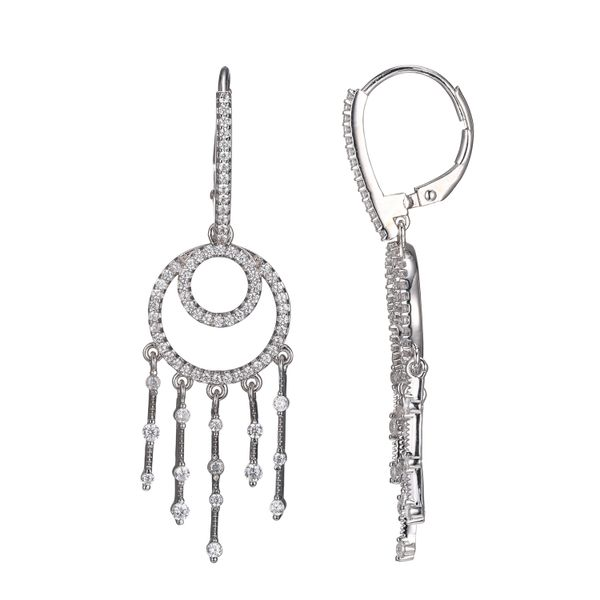Sterling Silver Earrings with CZ, Lever Back, Rhodium Finish Gray's Jewelers Bespoke Saint James, NY