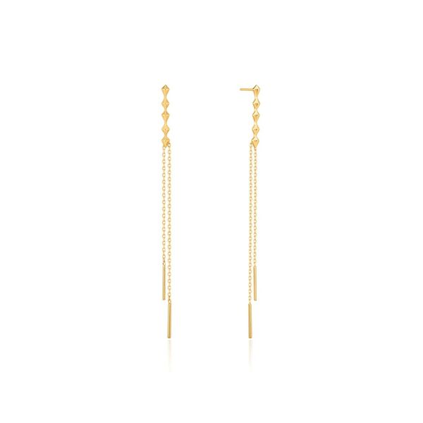 Gold Spike Double Drop Earrings Gray's Jewelers Bespoke Saint James, NY