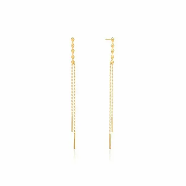 Gold Spike Double Drop Earrings Gray's Jewelers Bespoke Saint James, NY