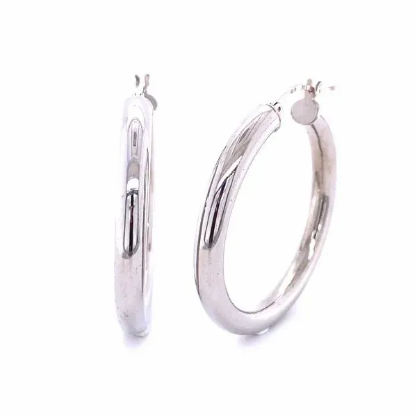 Sterling Silver Rhodium Plated 4mm Tube Hoop Earrings Gray's Jewelers Bespoke Saint James, NY