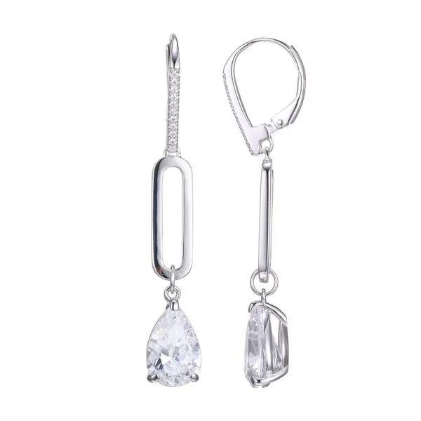 Sterling Silver Lever Back Earrings with CZ Gray's Jewelers Bespoke Saint James, NY