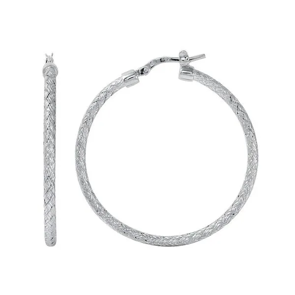 STERLING SILVER MESH HOOP EARRING Gray's Jewelers Bespoke Saint James, NY