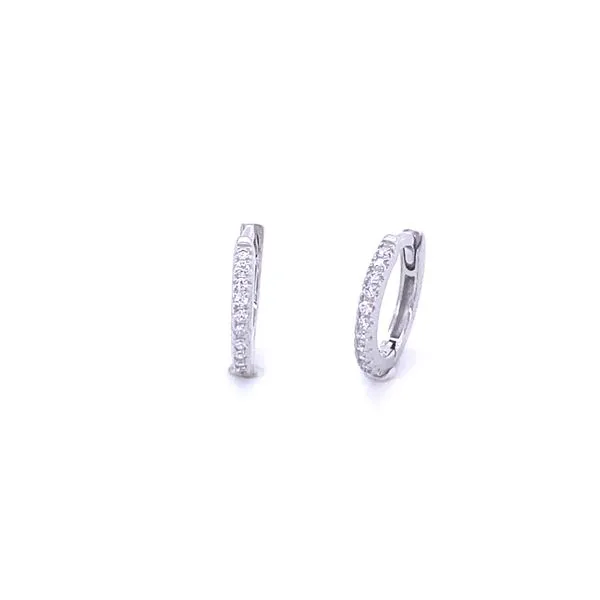 Sterling Silver 11mm Cubic Zirconia Huggie Earrings Gray's Jewelers Bespoke Saint James, NY