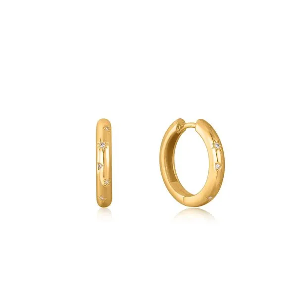 Gold Scattered Stars Hoop Earrings Gray's Jewelers Bespoke Saint James, NY
