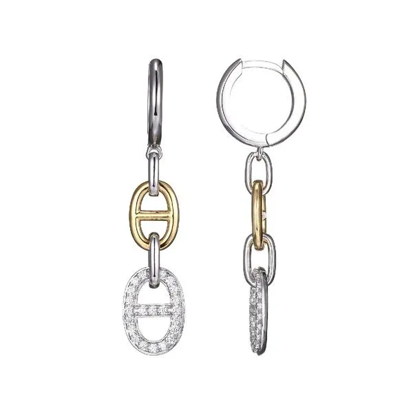 Sterling Silver 2 Tone Hoop Earrings