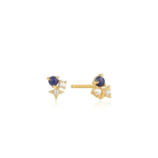 Gold Lapis Star Stud Earrings Gray's Jewelers Bespoke Saint James, NY