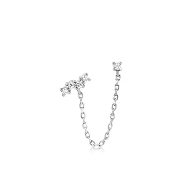 Silver Celestial Drop Chain Barbell Single Earring Gray's Jewelers Bespoke Saint James, NY