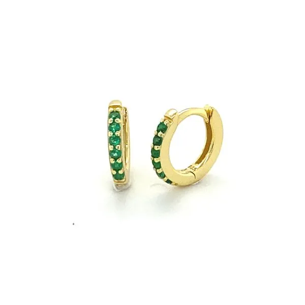 Sterling Silver Yellow Gold Filled Green Cubic Zirconia Hoop Earrings Gray's Jewelers Bespoke Saint James, NY