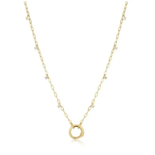 Sterling Silver Gold Shimmer Chain Charm Connector Necklace Gray's Jewelers Bespoke Saint James, NY