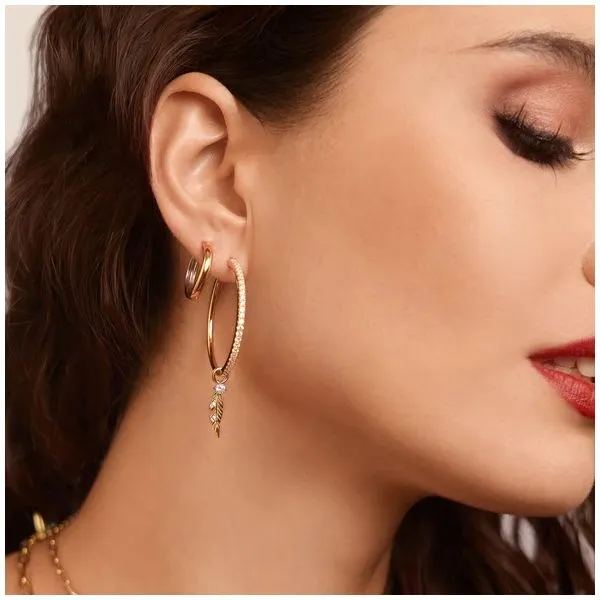 Sterling Silver Gold Pavé Hoop Earrings Image 2 Gray's Jewelers Bespoke Saint James, NY