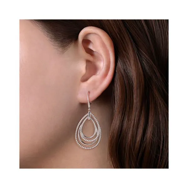 925 Sterling Silver Multi Row Open Teardrop Leverback Earrings Image 2 Gray's Jewelers Bespoke Saint James, NY
