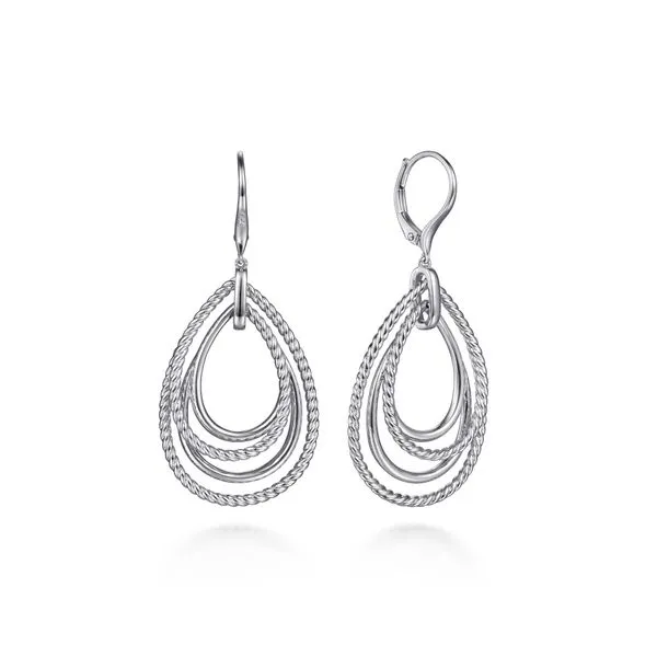 925 Sterling Silver Multi Row Open Teardrop Leverback Earrings Gray's Jewelers Bespoke Saint James, NY
