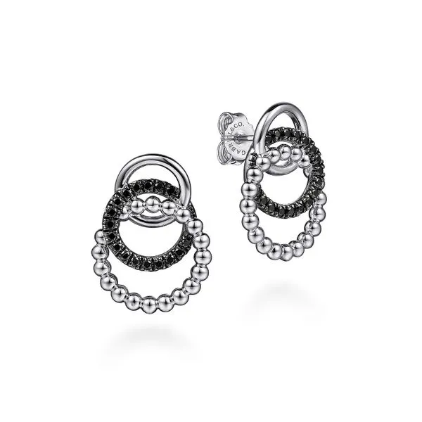 Sterling Silver Black Spinel Bujukan Link Stud Earrings Gray's Jewelers Bespoke Saint James, NY