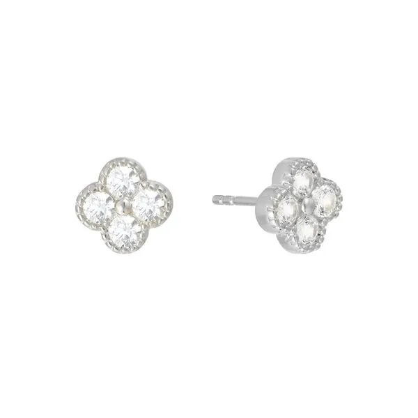 Sterling Silver Cubic Zirconia Clover Earrings Gray's Jewelers Bespoke Saint James, NY
