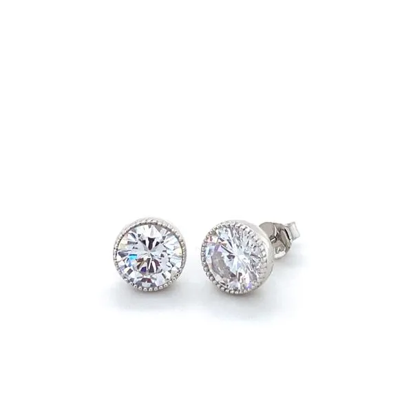 Sterling Silver Round Cubic Zirconia Stud Earrings Gray's Jewelers Bespoke Saint James, NY