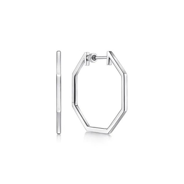 Sterling Silver Geometric Classic Hoop Earrings Gray's Jewelers Bespoke Saint James, NY