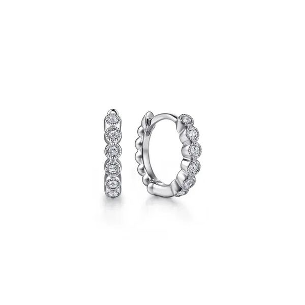 Sterling Silver White Sapphire Bujukan Huggie Earrings Gray's Jewelers Bespoke Saint James, NY
