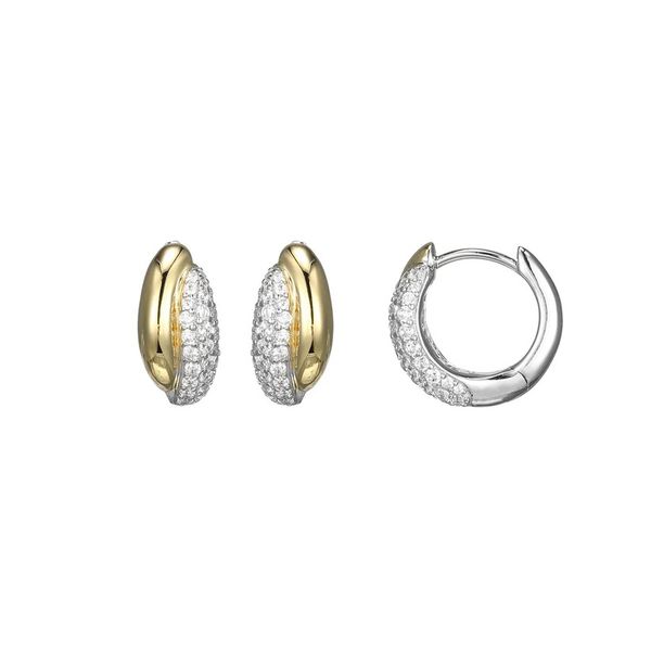 Sterling Silver Gold Plated Cubic Zirconia Hoop Earrings Gray's Jewelers Bespoke Saint James, NY