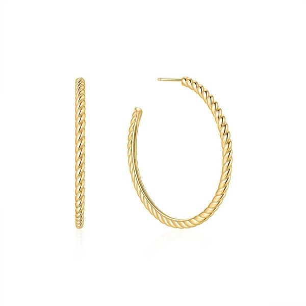 Gold Twisted Oversized Hoop Earrings Gray's Jewelers Bespoke Saint James, NY