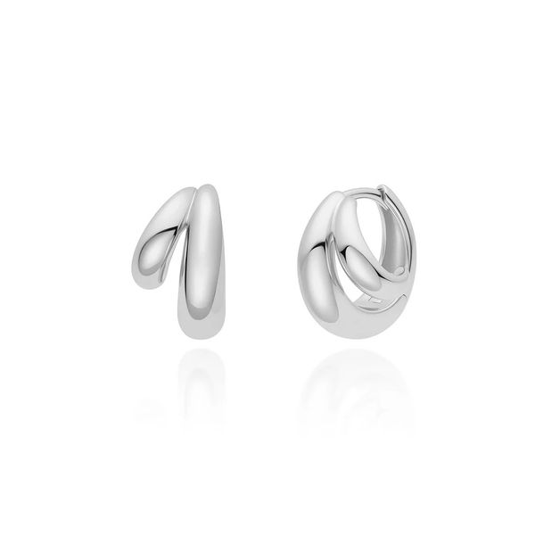 Silver Dome Huggie Hoop Earrings Gray's Jewelers Bespoke Saint James, NY