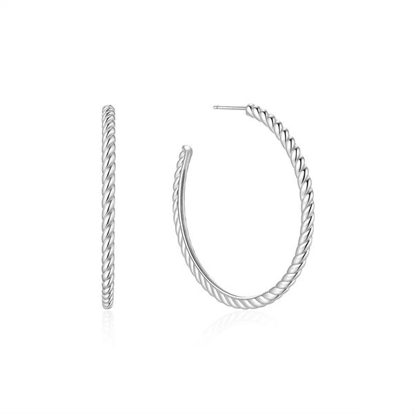 Silver Twisted Oversized Hoop Earrings Gray's Jewelers Bespoke Saint James, NY