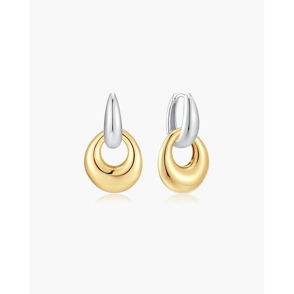 Two-Tone Hollow Organic Pebble Drop Earrings Gray's Jewelers Bespoke Saint James, NY